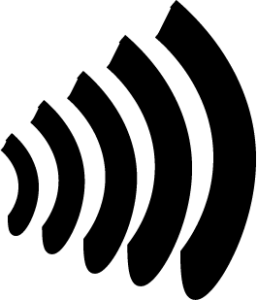Sign representing a Continuity beeper. This sign consist of multiple horizontal waves, expanding as they get far away from the center.